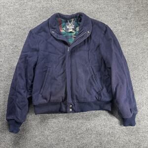 Woolrich Vintage 80's Made In USA Wool Plaid Lined Bomber Jacket Mens Medium